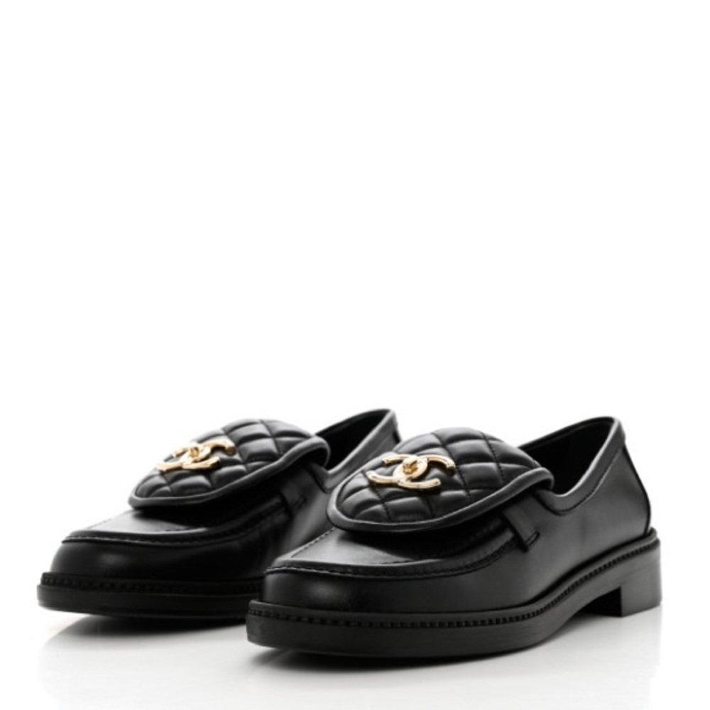 ‼️‼️PRICE FIRM‼️‼️ CHANEL Lambskin Quilted CC Turnlock Loafers 40.5 Black - Picture 3 of 13